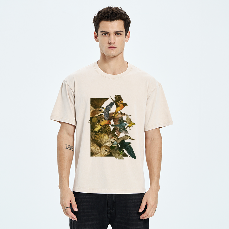 Tokyo-Tiger Flock Of Flying Birds Washed T-Shirt