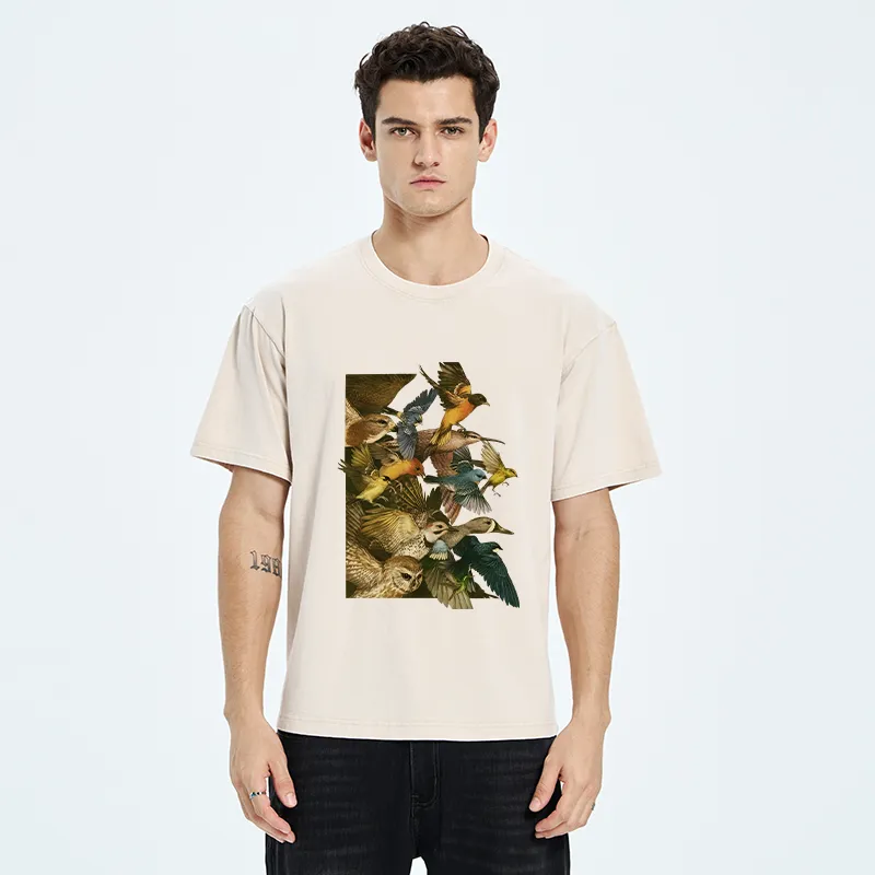 Tokyo-Tiger Flock Of Flying Birds Washed T-Shirt
