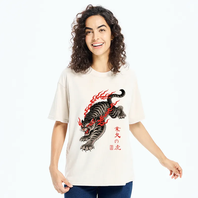 Tokyo-Tiger Blazing Tiger Washed T-Shirt