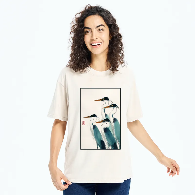 Tokyo-Tiger Standing Herons Washed T-Shirt