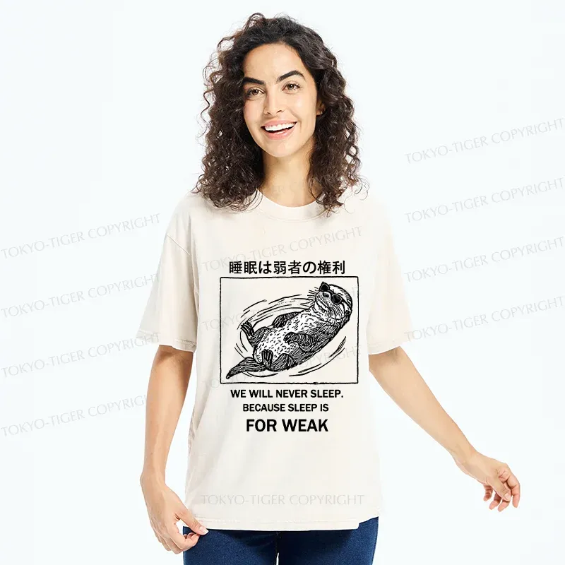 Tokyo-Tiger Sleep Is For Weak Washed T-Shirt