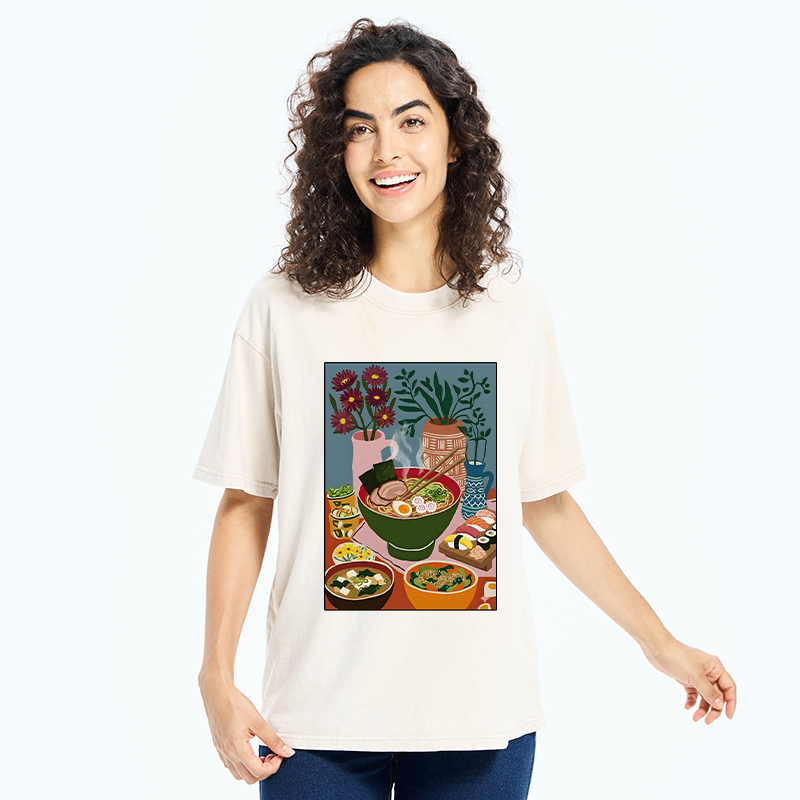 Tokyo-Tiger Delicious Japanese Food Washed T-Shirt