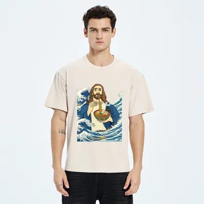 Tokyo-Tiger God Eats Ramen Washed T-Shirt