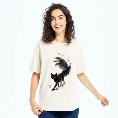 Tokyo-Tiger Cat In Motion Washed T-Shirt