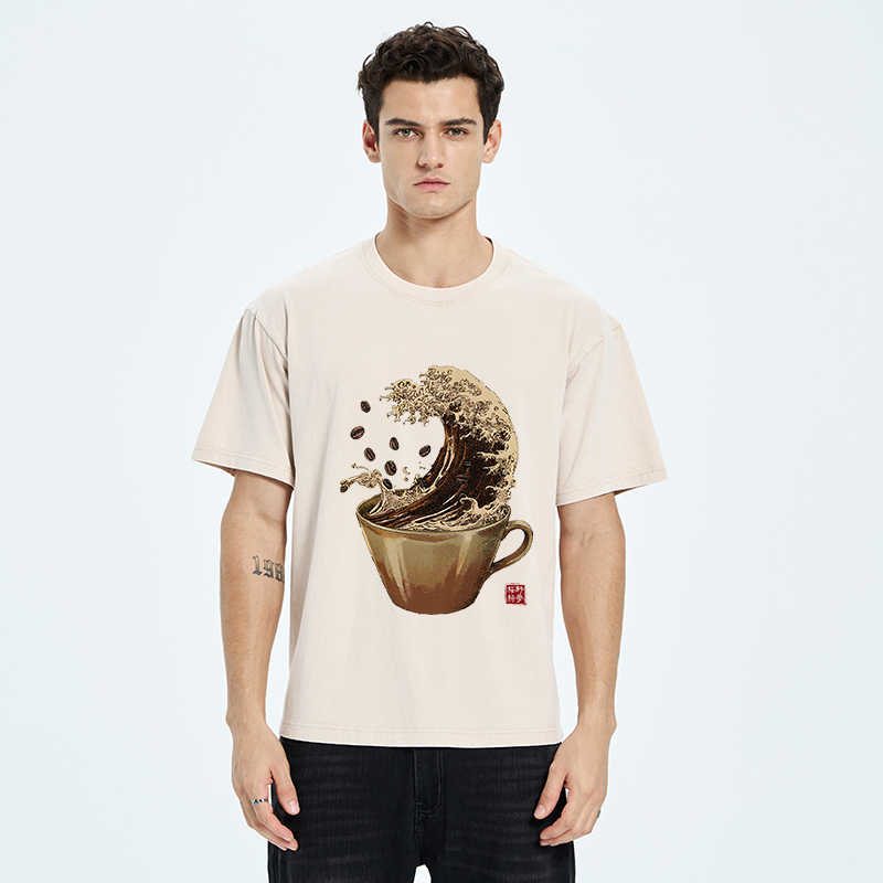 Tokyo-Tiger Delicious Coffee Wave Washed T-Shirt