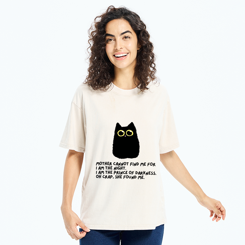 Tokyo-Tiger Playing Hide-and-seek With A Black Cat Washed T-Shirt