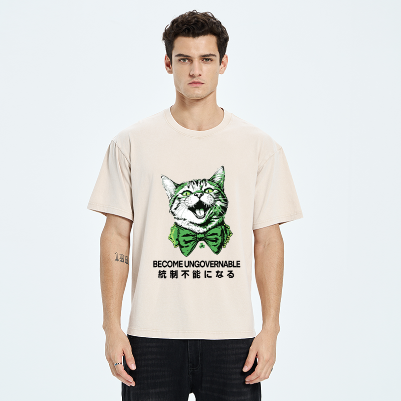Tokyo-Tiger St. Patrick's Day Prank Cat Washed T-Shirt