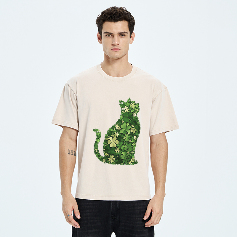 Tokyo-Tiger Clover Cat Washed T-Shirt