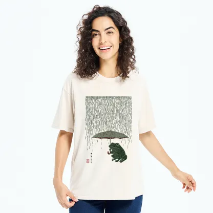 Tokyo-Tiger Frog In The Rain Washed T-Shirt