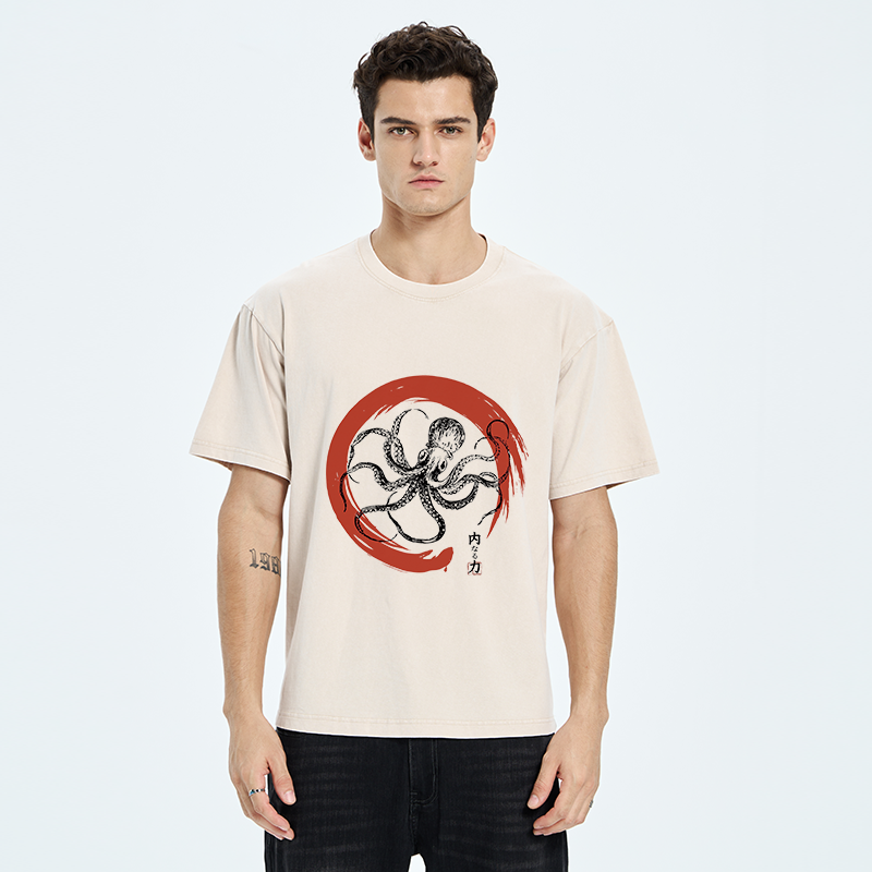 Tokyo-Tiger Zen Octopus Washed T-Shirt