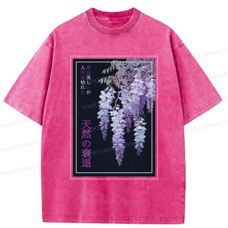 Tokyo-Tiger Wisteria Jpanese Flowers Poster Washed T-Shirt