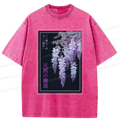 Tokyo-Tiger Wisteria Jpanese Flowers Poster Washed T-Shirt