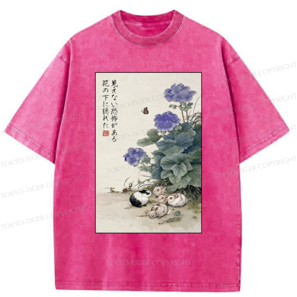 Tokyo-Tiger Beneath the Bloom: A Rabbit's Tale Washed T-Shirt
