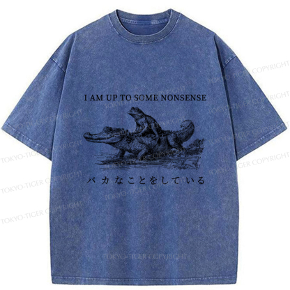 Tokyo-Tiger I Am Up To Some Nonsense Frog Vintage Washed T-Shirt
