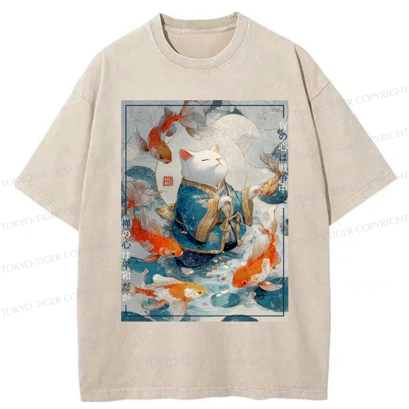 Tokyo-Tiger A Cat’s Zen  A Fish’s Fate Washed T-Shirt