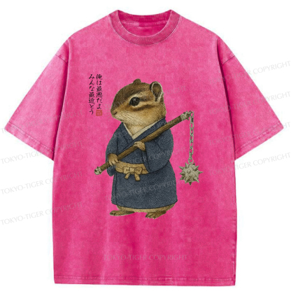 Tokyo-Tiger Samurai Hamster's Code of Honor Washed T-Shirt