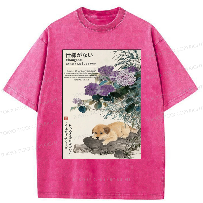 Tokyo-Tiger The Dog And The Hydrangeas Washed T-Shirt