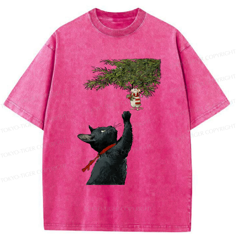 Tokyo-Tiger A Christmas Tale: The Cat And The Mouse Washed T-Shirt