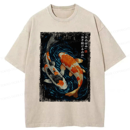 Tokyo-Tiger Eternal Currents: The Life Of A Fish Washed T-Shirt
