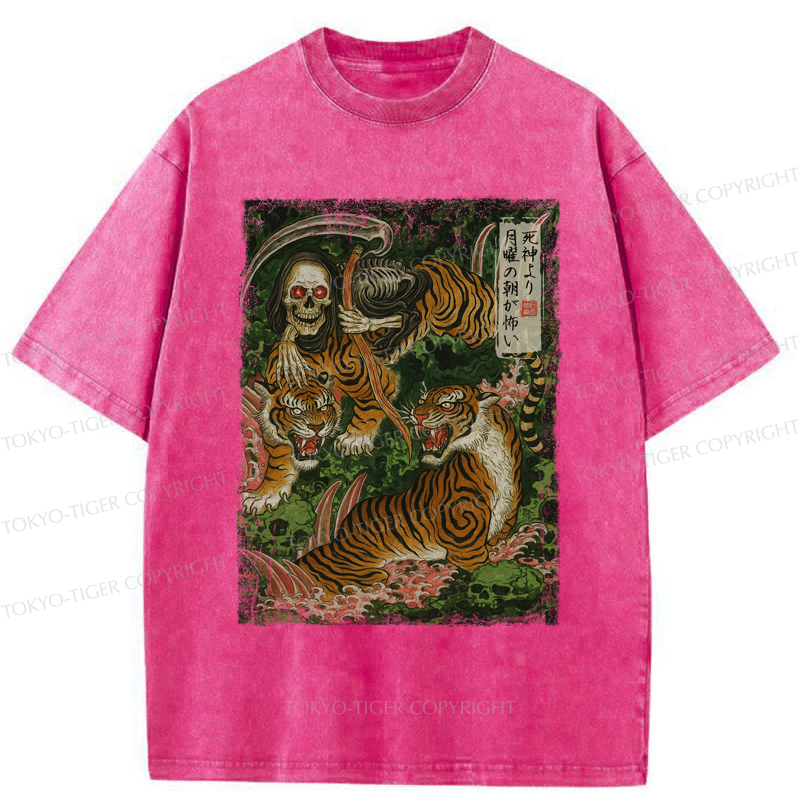 Tokyo-Tiger Death God And Tiger Washed T-Shirt