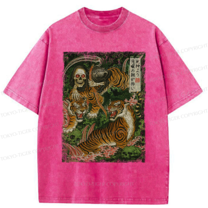 Tokyo-Tiger Death God And Tiger Washed T-Shirt