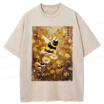 Tokyo-Tiger A Cat Swimming In A Sea Of Dreams Washed T-Shirt