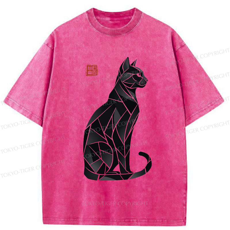 Tokyo-Tiger Mystic Cat: A Modern Design Washed T-Shirt
