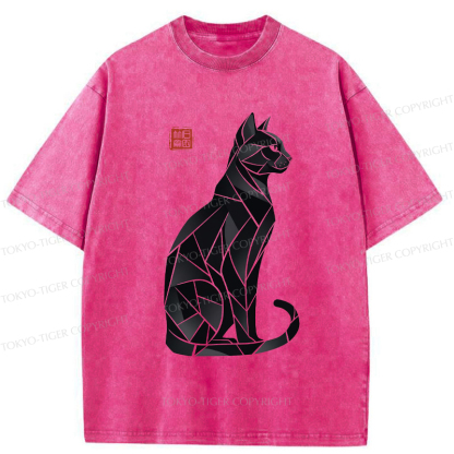 Tokyo-Tiger Mystic Cat: A Modern Design Washed T-Shirt
