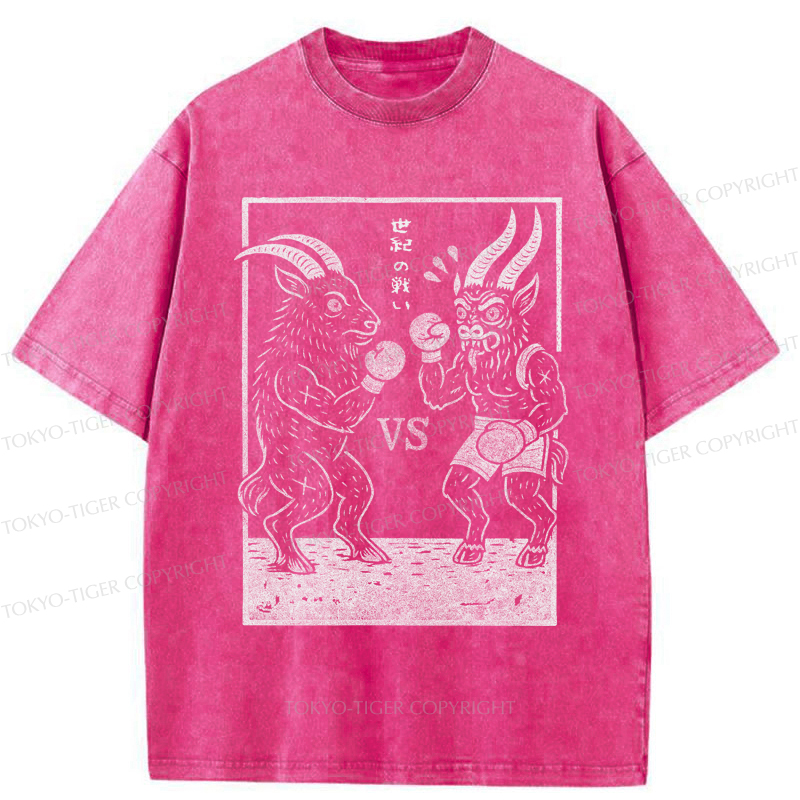 Tokyo-Tiger The Fight of the Century: Black Phillip vs Krampus Washed T-Shirt