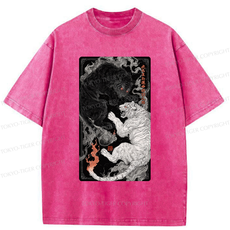 Tokyo-Tiger Tigers Locked In An Epic Battle Washed T-Shirt