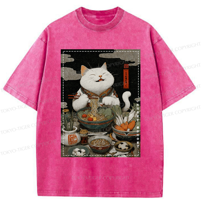 Tokyo-Tiger The Ramen-Loving Cat Washed T-Shirt