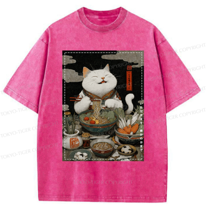 Tokyo-Tiger The Ramen-Loving Cat Washed T-Shirt