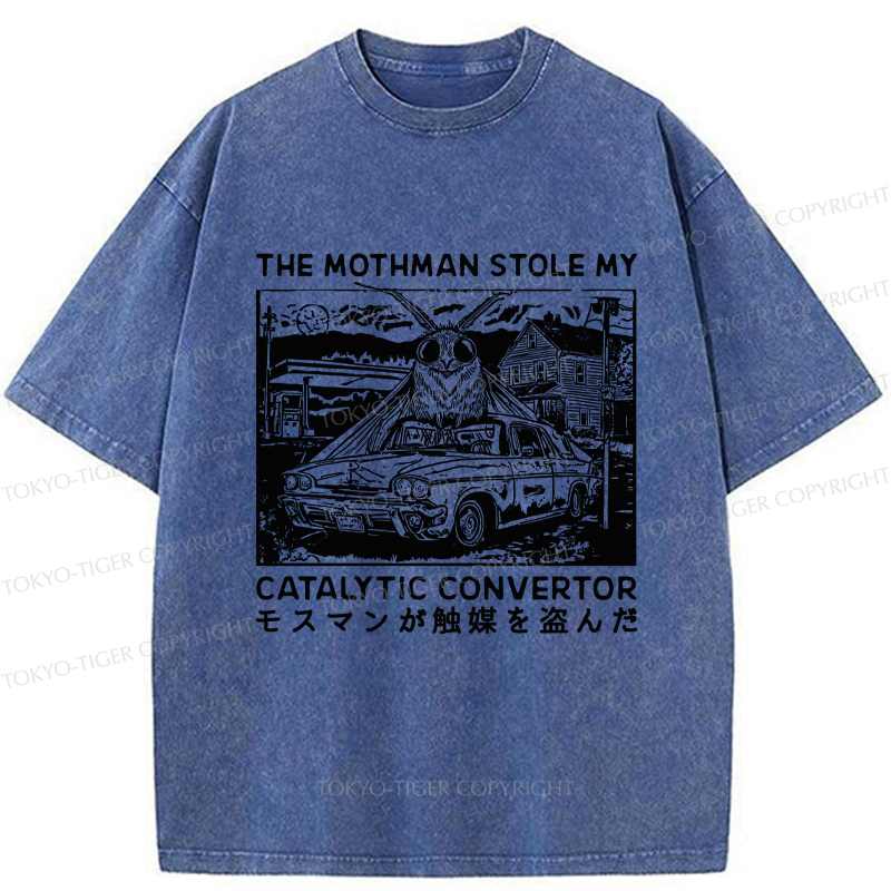 Tokyo-Tiger The Night Mothman Stole My Converter Washed T-Shirt