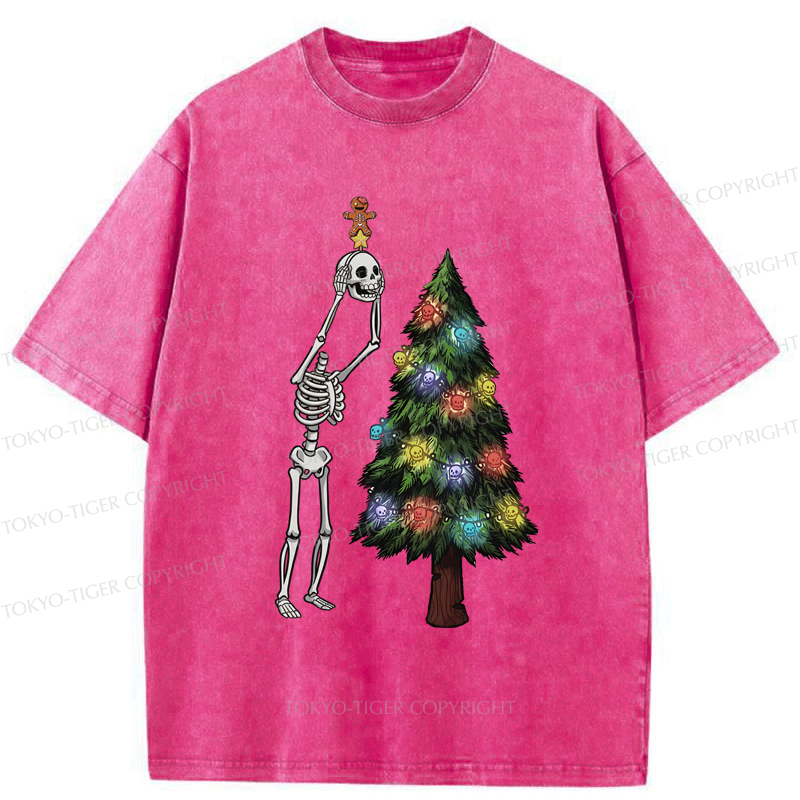 Tokyo-Tiger Skeleton's Christmas Tree Adventure Washed T-Shirt