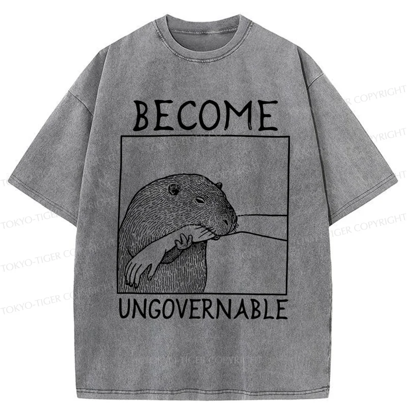 Tokyo-Tiger Capybara Bites People Washed T-Shirt