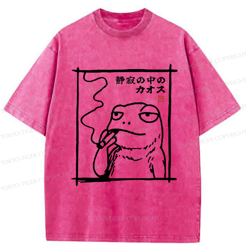 Tokyo-Tiger Chaos in the Silence of the Frog Washed T-Shirt