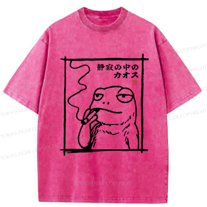 Tokyo-Tiger Chaos in the Silence of the Frog Washed T-Shirt