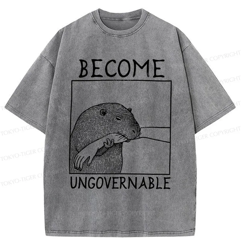 Tokyo-Tiger Capybara Bites People Washed T-Shirt