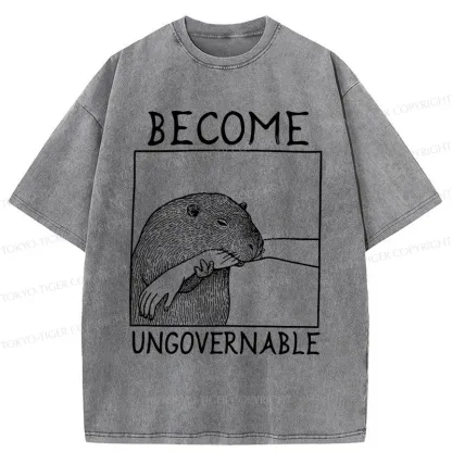 Tokyo-Tiger Capybara Bites People Washed T-Shirt