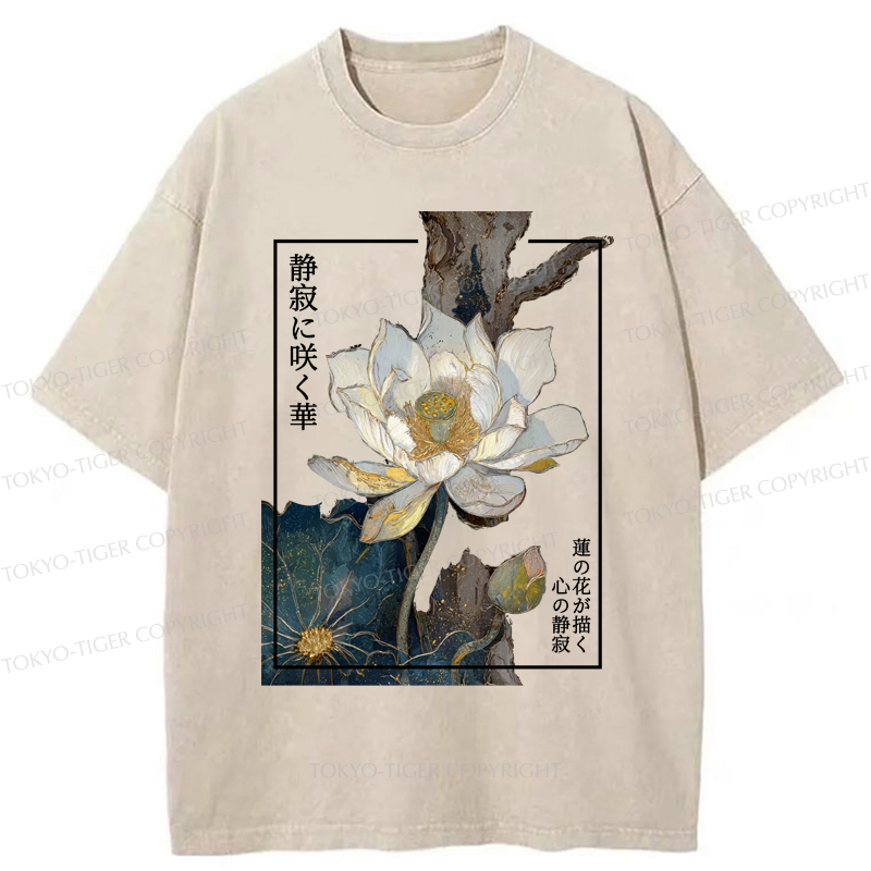Tokyo-Tiger Blooming Lotus Japan Washed T-Shirt