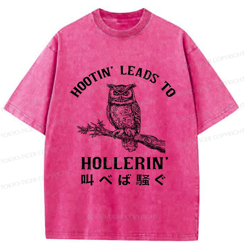 Tokyo-Tiger Hootin' Leads to Hollerin' Funny Owl Washed T-Shirt