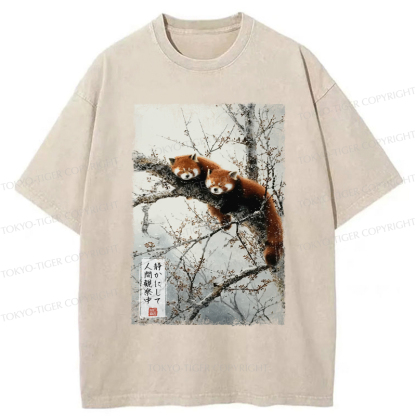 Tokyo-Tiger A funny red panda is quietly watching you Washed T-Shirt