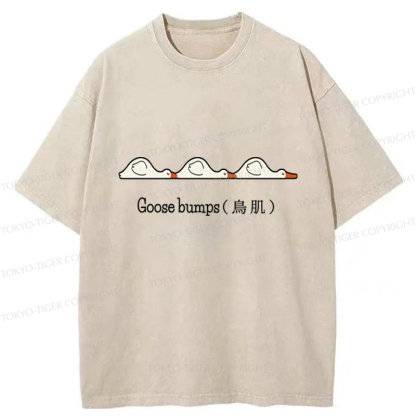 Tokyo-Tiger Funny Goose Bumps Washed T-Shirt