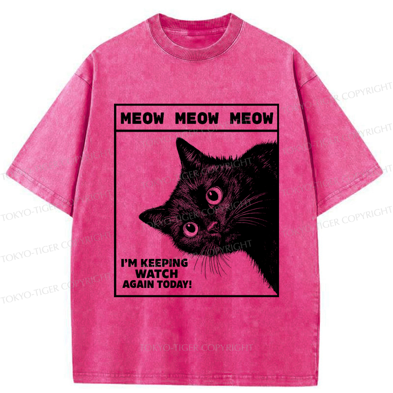 Tokyo-Tiger The cat says, 'I'm watching you.' Washed T-Shirt