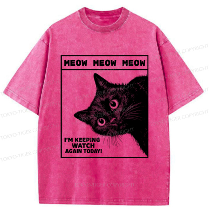 Tokyo-Tiger The cat says, 'I'm watching you.' Washed T-Shirt