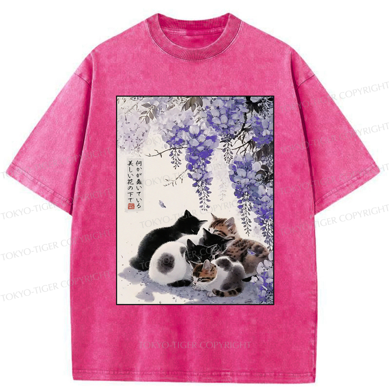 Tokyo-Tiger Cats plotting under the wisteria T-Shirt