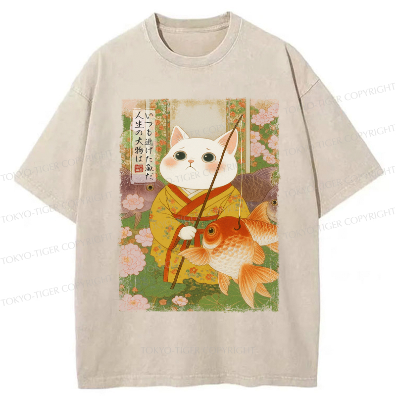 Tokyo-Tiger A Tale of Cat and Fish Washed T-Shirt