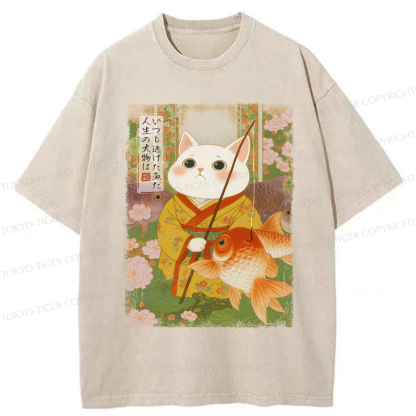 Tokyo-Tiger A Tale of Cat and Fish Washed T-Shirt
