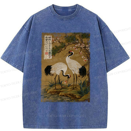 Tokyo-Tiger Graceful Cranes, Fragile Hopes Washed T-Shirt