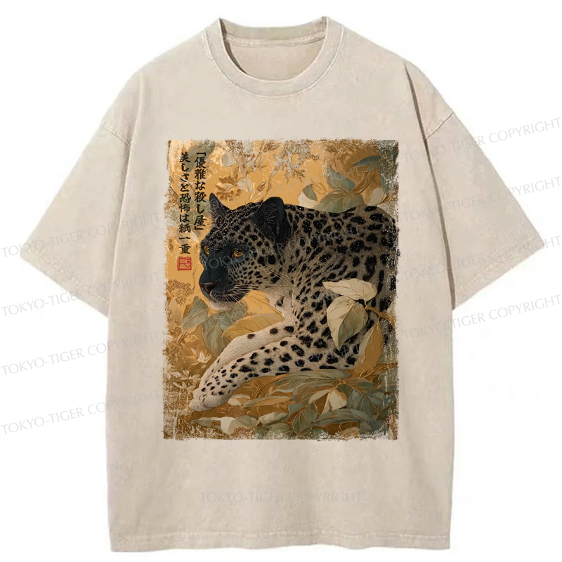 Tokyo-Tiger The Ukiyo-e Lion: Beauty in Ferocity Washed T-Shirt